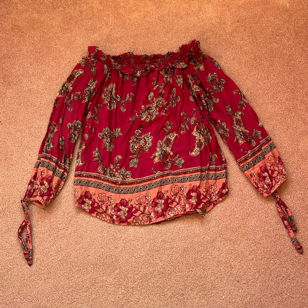 Off the Shoulder Pink Blouse Women’s Size S